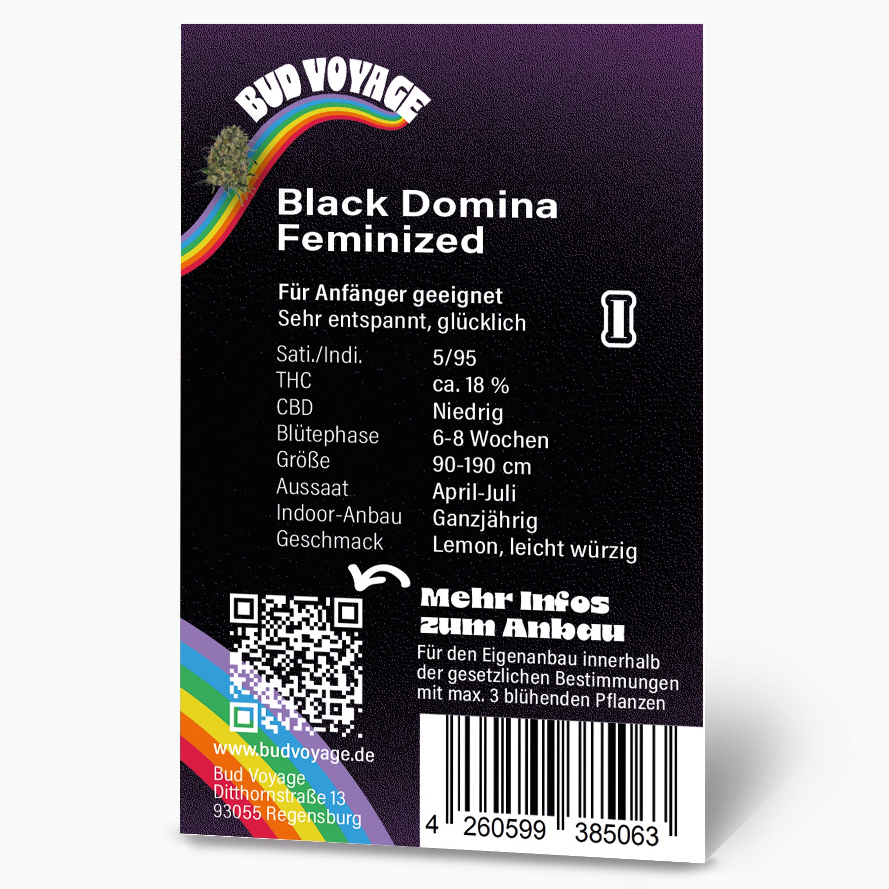 Hanfsamen BudVoyage Black Domina Fem (tief entspannend, erholsamer Schlaf)