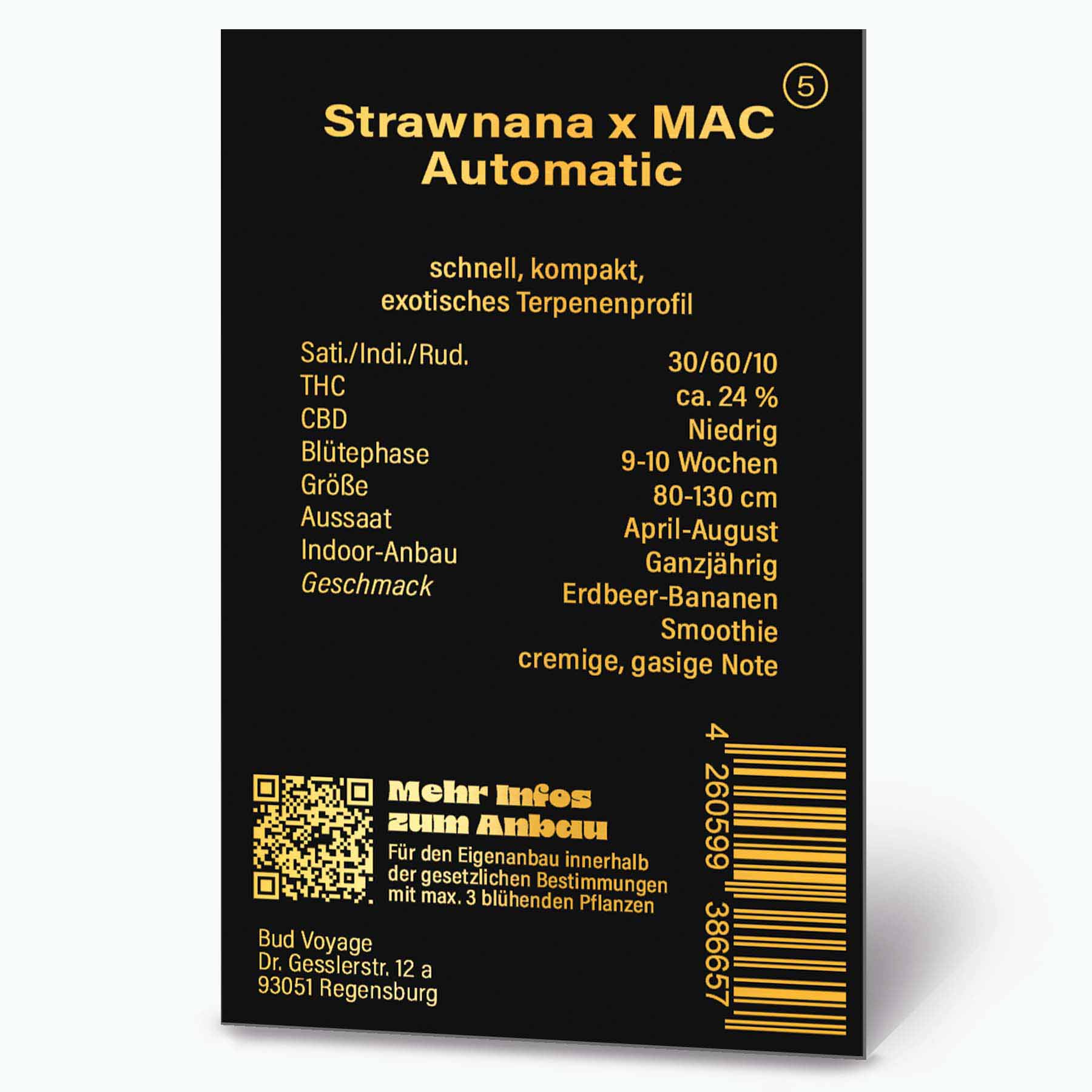 Hanfsamen BudVoyage PREMIUM US Strawnana X MAC Auto (kreativ, fruchtig, klar)
