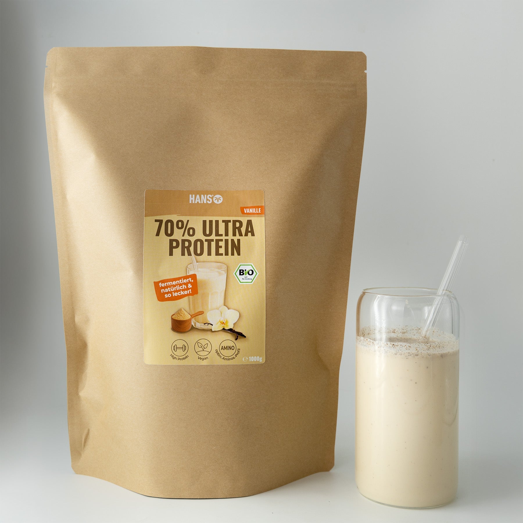 Ultra Protein Vanille Vegan I 70% Proteingehalt - HANS Brainfood