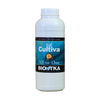 Product photography shows a white plastic bottle of Biotka Cultiva All-in-One mineral fertilizer featuring teal and black text and a small orange graphic with the words Made in Holland
