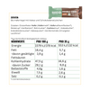 Snímek produktu Hans Energy Bar Double Choc veganská tyčinka s hnědým obalem a zelenými akcenty, na kterém jsou uvedeny výživové údaje.
