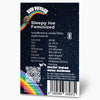 Bud Voyage graphic design, featuring a cannabis bud on a rainbow against a starry night sky, showcasing product details including strawberry and lemon flavor notes, and a QR code for more information
