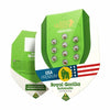 Balení Royal Queen Seeds obsahuje semena konopí Royal Gorilla Automatic v zeleném obalu s logem gorily a americkou vlajkou, dvanáct semen v průhledných kapslích a mechanismus push/pull.
