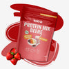 Fotografie produktu: Hanso Protein Mix Berry, červené balení s bobulovitými plody, smoothie a müsli, vykazuje 40 % obsah bílkovin, je veganský a je zdrojem hořčíku.
