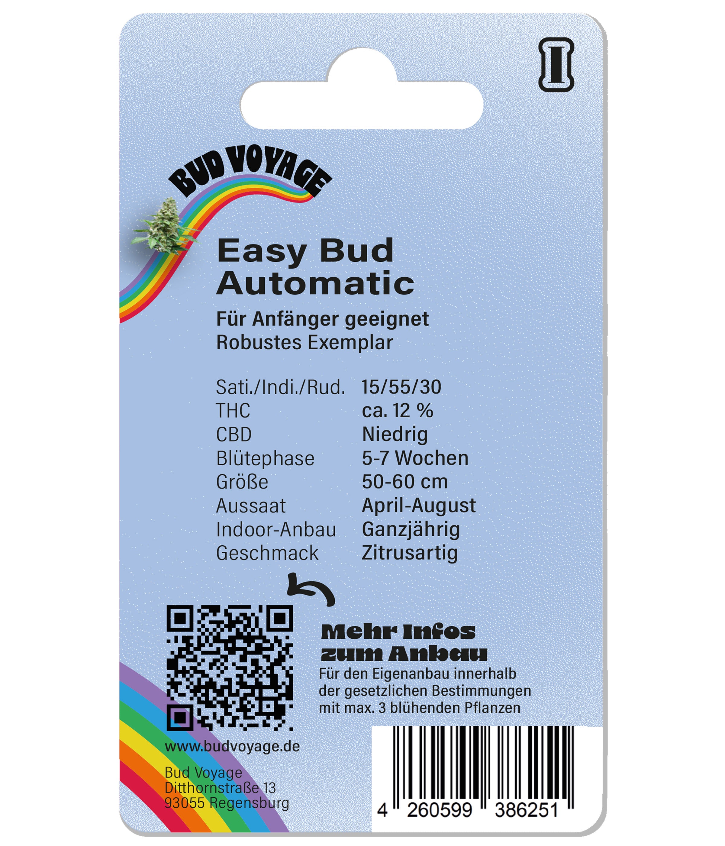 Hemp seeds BudVoyage Hippie Hemp Auto (lemon, pleasantly light, like 20 years ago) - POS ONLY