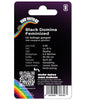 Bud Voyage Produktgrafik: Black Domina feminisierte Hanfsamen, Regenbogen, QR-Code und Barcode,  zeigt Lemongelb, Beerrot und würziges Lila

