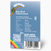 Bud Voyage product graphic shows feminized Big Bud cannabis flowers in front of a rainbow on a blue background with QR code and barcode Fruity Kush taste, 70-150cm tall, flowering phase 6-8 weeks
