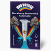 Bud Voyage product graphic shows Blackberry Moonrocks Automatic seeds in a test tube in front of a rainbow and purple cannabis flowers
