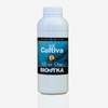Product photography of Biotka Cultiva All-in-One Premium Mineral Fertilizer showing a white bottle with teal and black label design featuring a stylized flower graphic and the words Made in Holland
