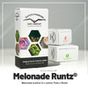 Dutch Passion Seed Company product packaging showcasing Melonade Runtz cannabis seeds in Amsterdam featuring vibrant green and purple buds and numbered feminized seed packs.
