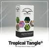Dutch Passion Seed Box shows Tropical Tangia seeds in Amsterdam with colorful flowers, green leaves and brown seeds  
