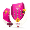 Royal Queen Seeds packaging displays ten Critical feminized cannabis seeds in a vibrant pink and white package featuring gold cup winner awards and a broken glass graphic.
