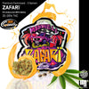 Maxwell's digital artwork features Zafari cannabis, a pink car, crustaceans and bright orange splashes against a white background
