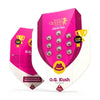 Royal Queen Seeds Packaging: Displays feminized O.G. Kush seeds in a pink package with golden cups and a hat motif, containing ten cannabis seeds.
