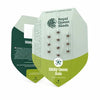 Here's an alt text in German, following all instructions:

Product image by Royal Queen Seeds shows ten brown Sticky Queen autoflowering seeds in a clear package on green and beige cardboard with lion logo


This translates to: 